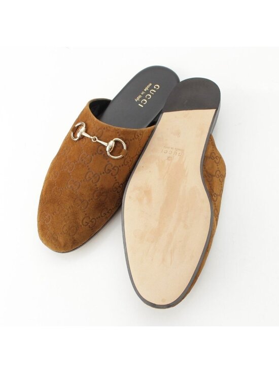 Gucci Horsebit Suede Sandals Shoes Slippers Beige
